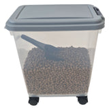 Clear Airtight Pet Food Storage Bin | Wheels for Easy Moving | Dog Cat Dry Feed Container 20L/30L/40L