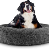 Washable Plush Donut Bed for Dogs and Cats | Calming Anti-Anxiety Pet Bed | Soft Faux Fur Surface | Sizes Small to XL