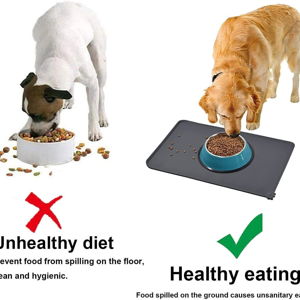 Cat Dog Food Mat for Pet Feeding Bowl Floors Waterproof Non Slip Silicone