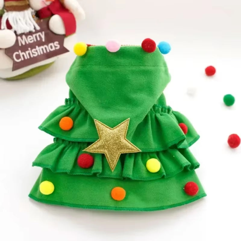 Merry Christmas Pet Clothes Dog Cloak Pet Cape and Shawl Puppy Cosplay Santa Tree Costume Happy Festival Coat Supplies Wholesale