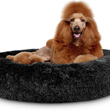 Washable Plush Donut Bed for Dogs and Cats | Calming Anti-Anxiety Pet Bed | Soft Faux Fur Surface | Sizes Small to XL
