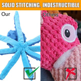 Squeaky Dog Soft Toy, No Stuffed Octopus Dog Chew Toy with Crinkle Paper Plush Dog Teeth Cleaning Toy for Medium Large Dog (Blue)