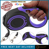 Retractable Extendable Dog Lead | 3M 5M Leash for Puppies & Dogs | Durable Pet Lead Black Purple