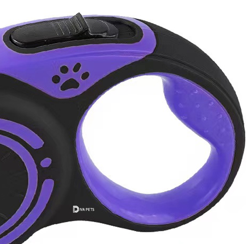 Retractable Extendable Dog Lead | 3M 5M Leash for Puppies & Dogs | Durable Pet Lead Black Purple